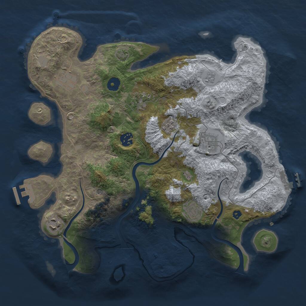 Rust Map: Procedural Map, Size: 3450, Seed: 23940657, 13 Monuments