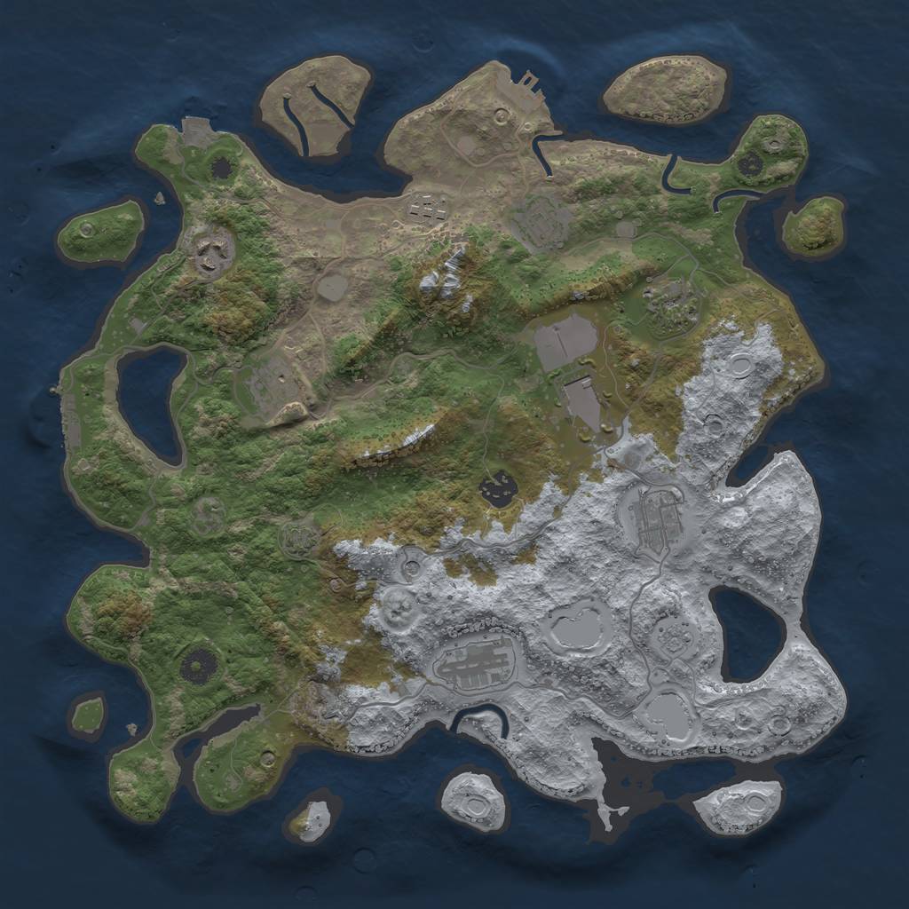 Rust Map: Procedural Map, Size: 3800, Seed: 22866770, 17 Monuments