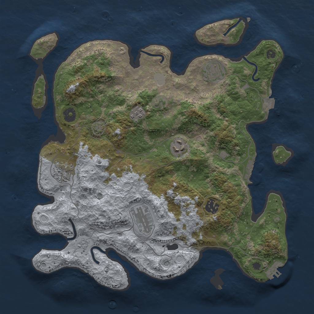 Rust Map: Procedural Map, Size: 3450, Seed: 2315530, 14 Monuments