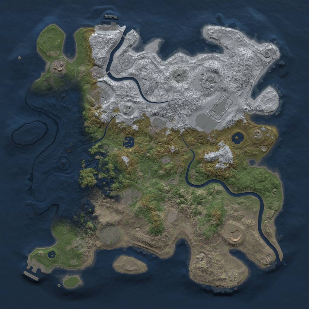 Rust Map: Procedural Map, Size: 3950, Seed: 10157828, 16 Monuments