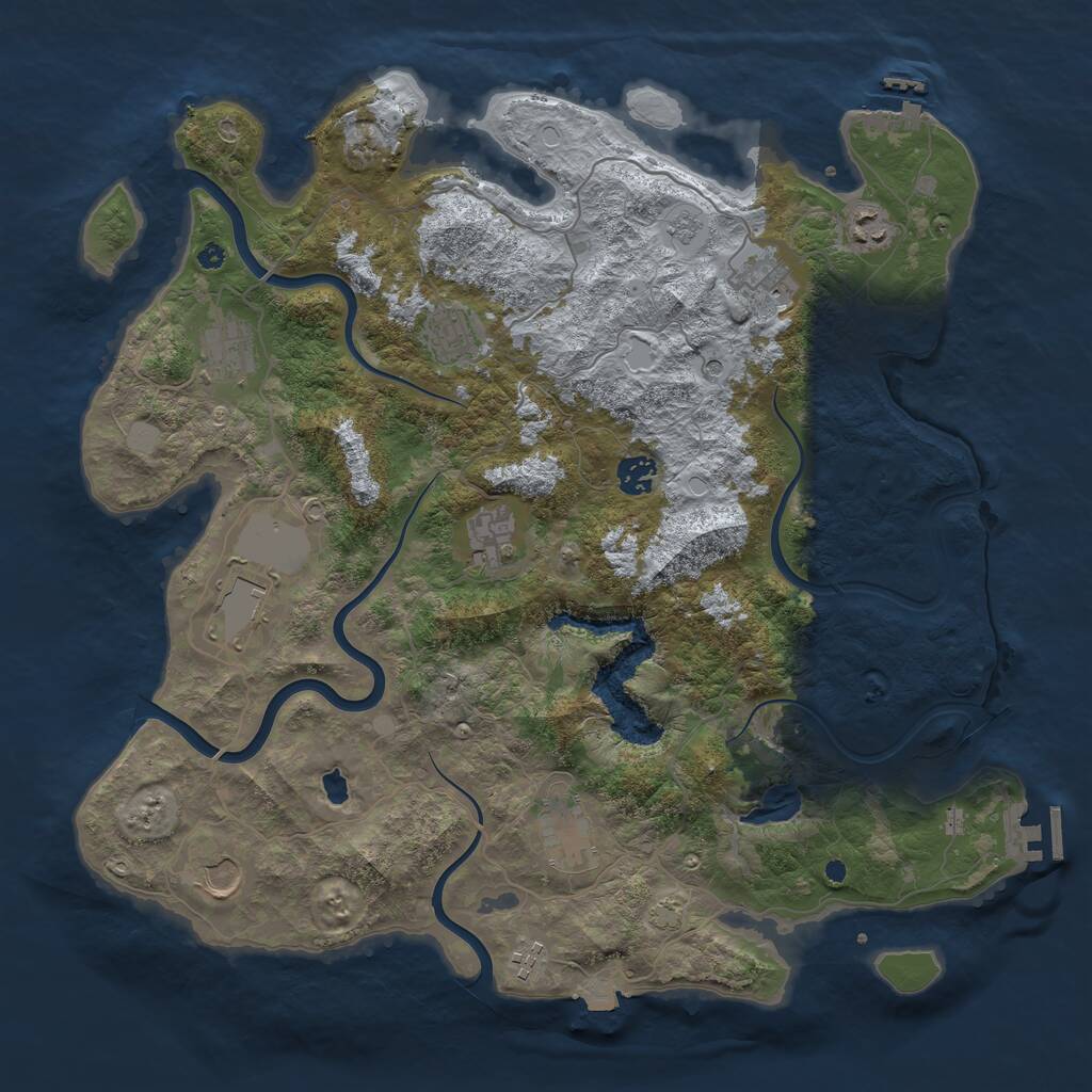 Rust Map: Procedural Map, Size: 4100, Seed: 77922087, 16 Monuments