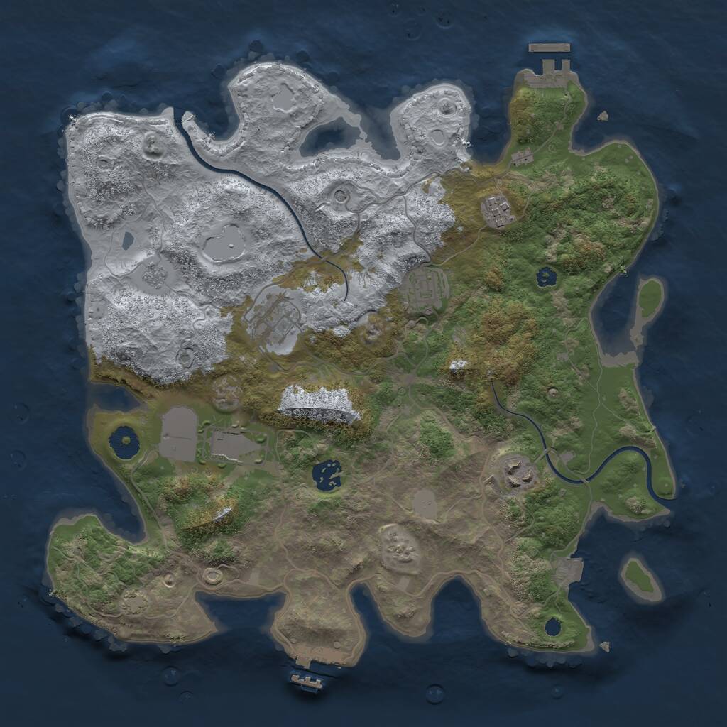 Rust Map: Procedural Map, Size: 3550, Seed: 23842779, 12 Monuments