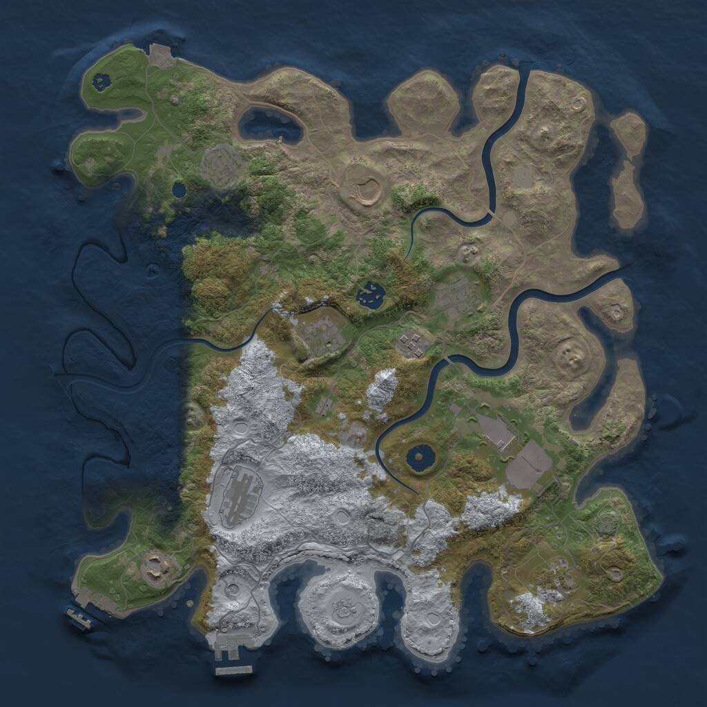 Rust Map: Procedural Map, Size: 3900, Seed: 50027370, 16 Monuments