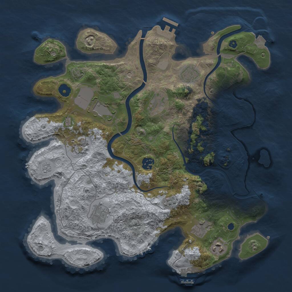 Rust Map: Procedural Map, Size: 3600, Seed: 38449055, 15 Monuments