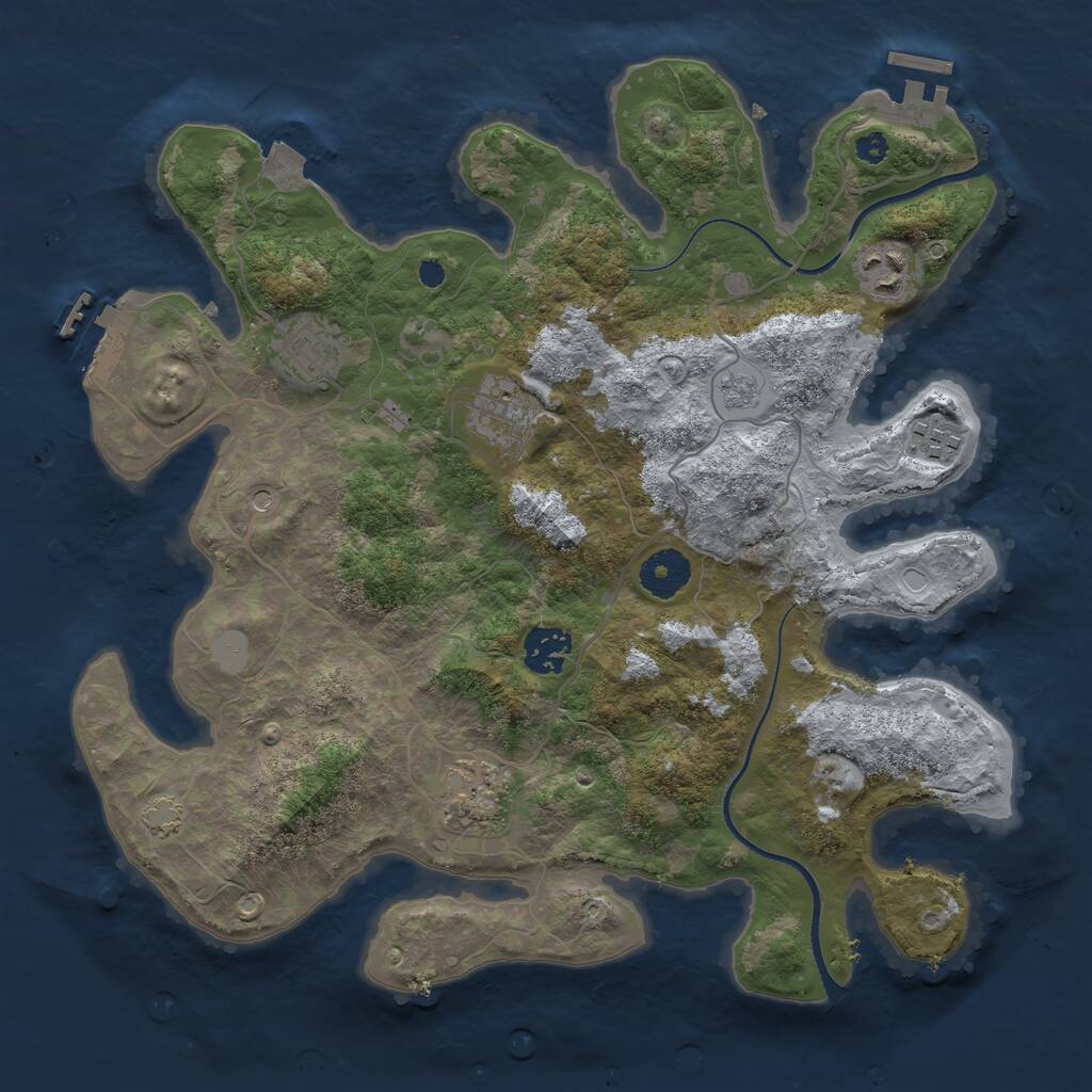 Rust Map: Procedural Map, Size: 3400, Seed: 6025167, 12 Monuments