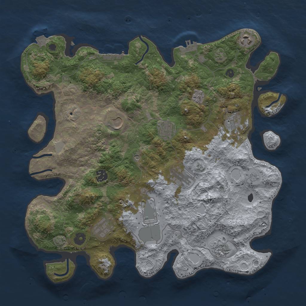 Rust Map: Procedural Map, Size: 3750, Seed: 51506894, 18 Monuments