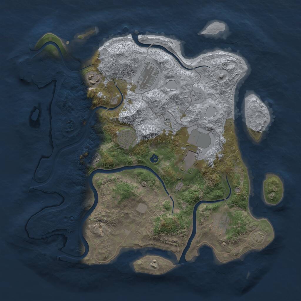 Rust Map: Procedural Map, Size: 3600, Seed: 25053651, 11 Monuments