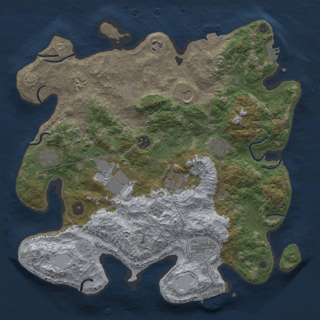 Rust Map: Procedural Map, Size: 3750, Seed: 29921227, 18 Monuments