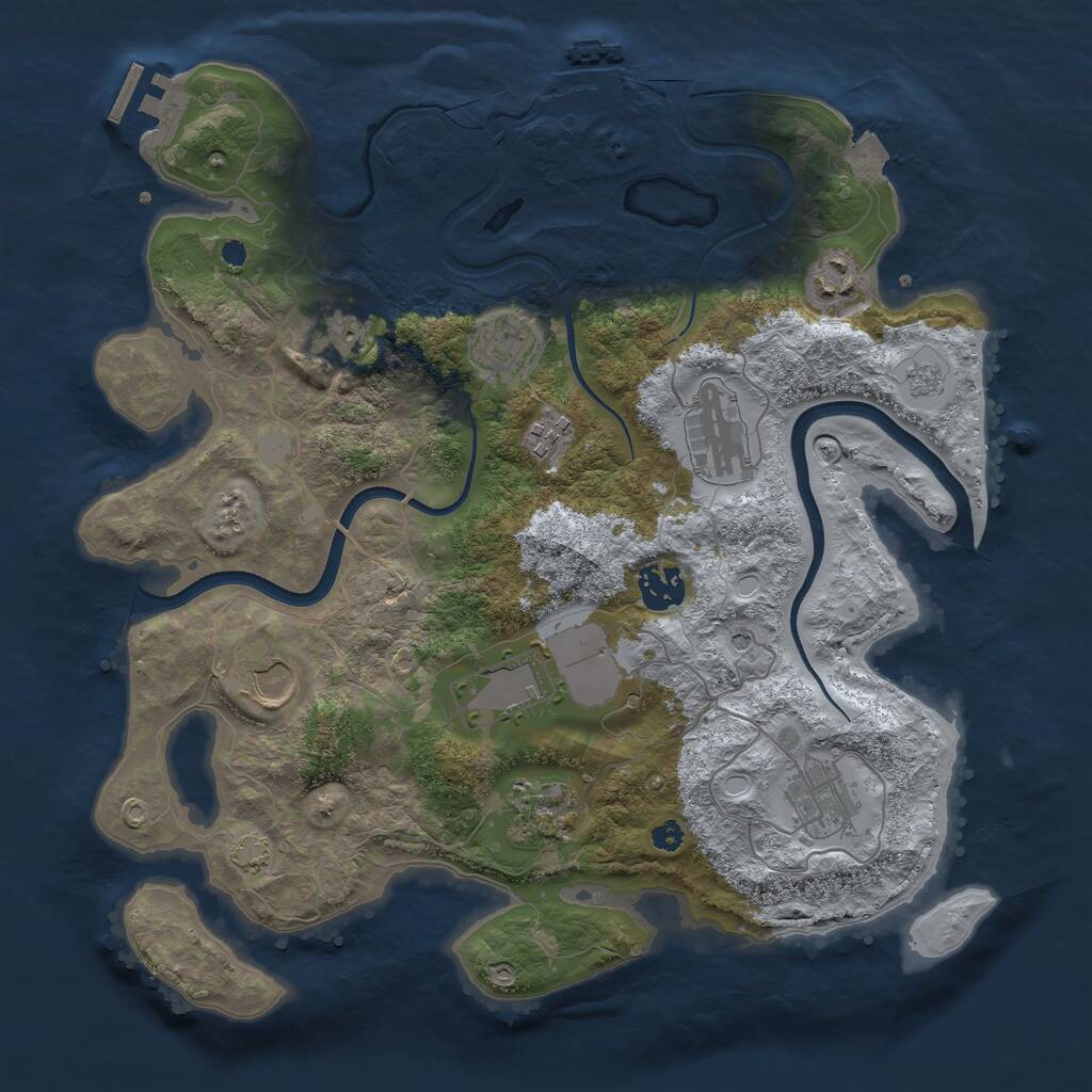 Rust Map: Procedural Map, Size: 3500, Seed: 47357003, 16 Monuments