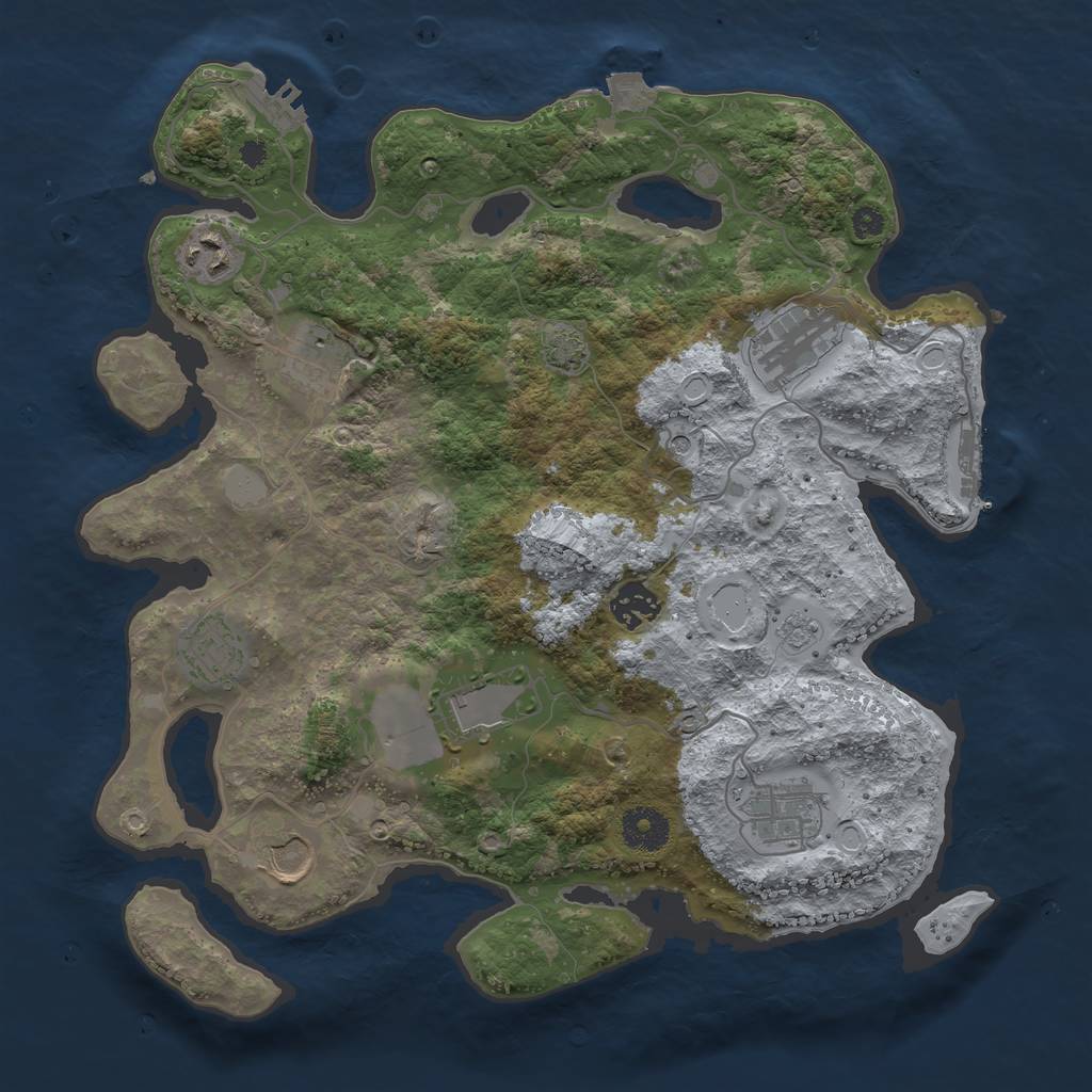 Rust Map: Procedural Map, Size: 3500, Seed: 47357003, 16 Monuments