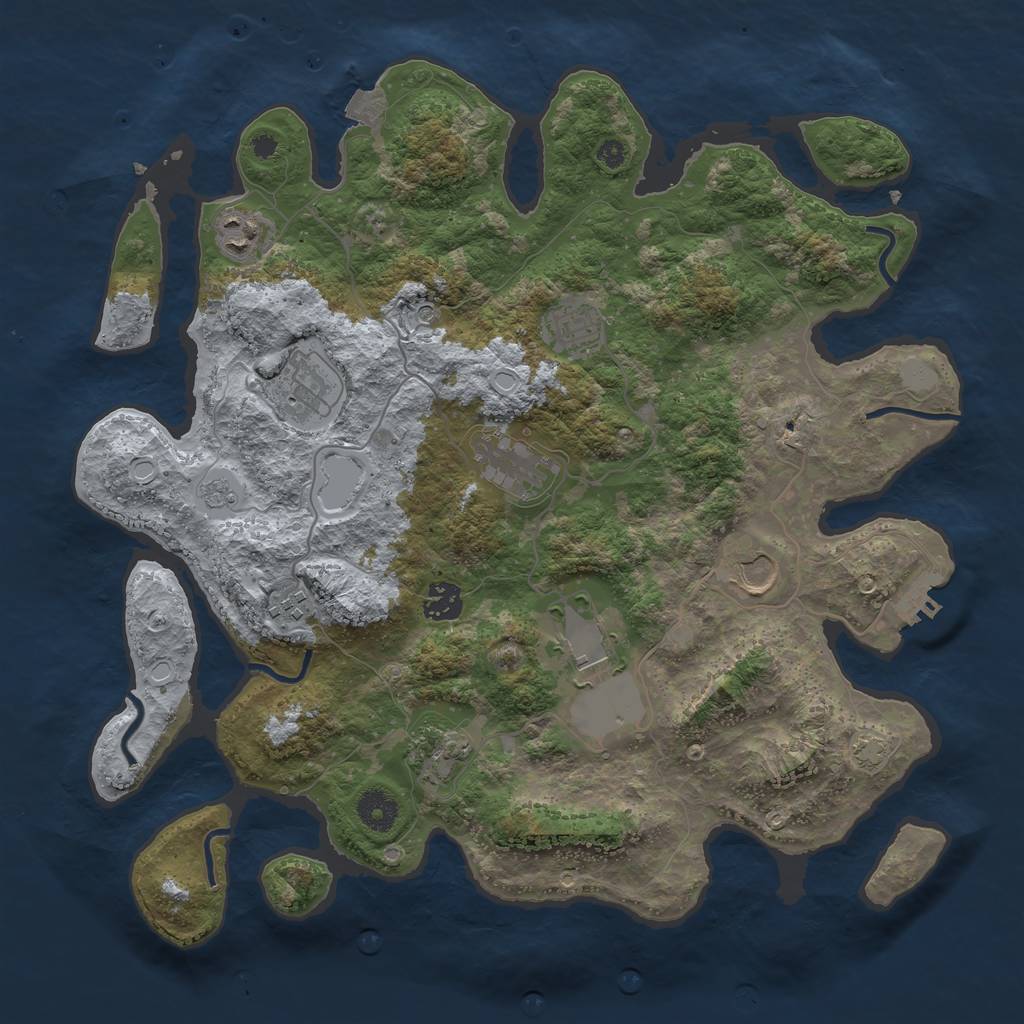 Rust Map: Procedural Map, Size: 3800, Seed: 24888026, 16 Monuments