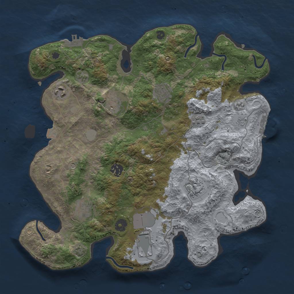 Rust Map: Procedural Map, Size: 3500, Seed: 7022023, 16 Monuments