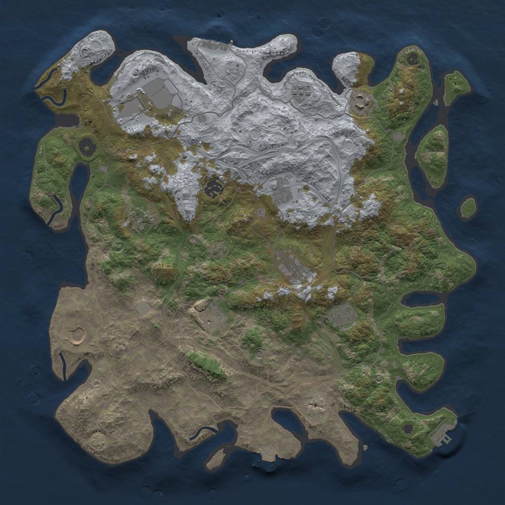 Rust Map: Procedural Map, Size: 4300, Seed: 17916841, 18 Monuments
