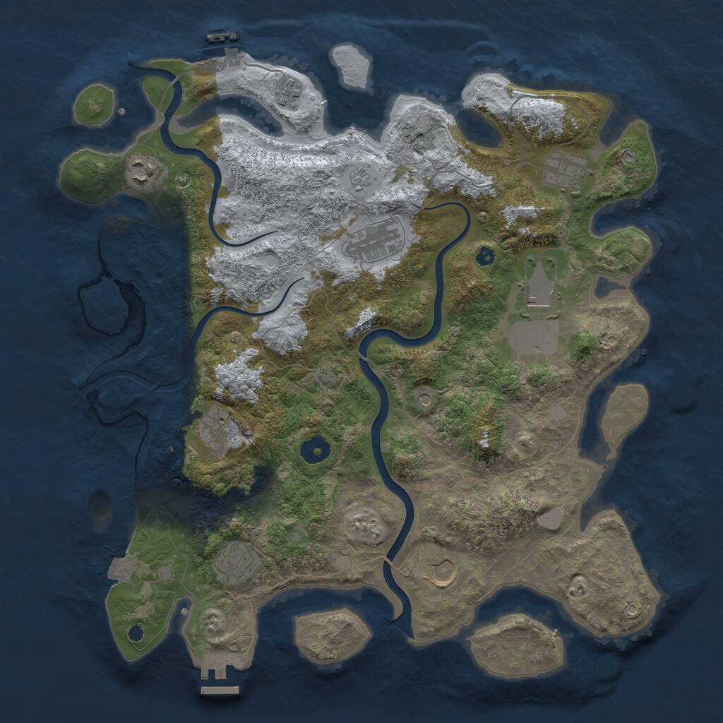Rust Map: Procedural Map, Size: 3850, Seed: 21617929, 14 Monuments