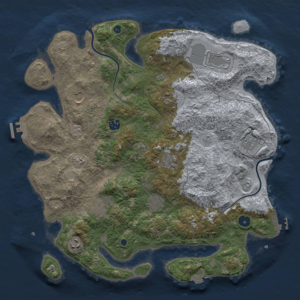Rust Map: Procedural Map, Size: 3950, Seed: 50584476, 16 Monuments