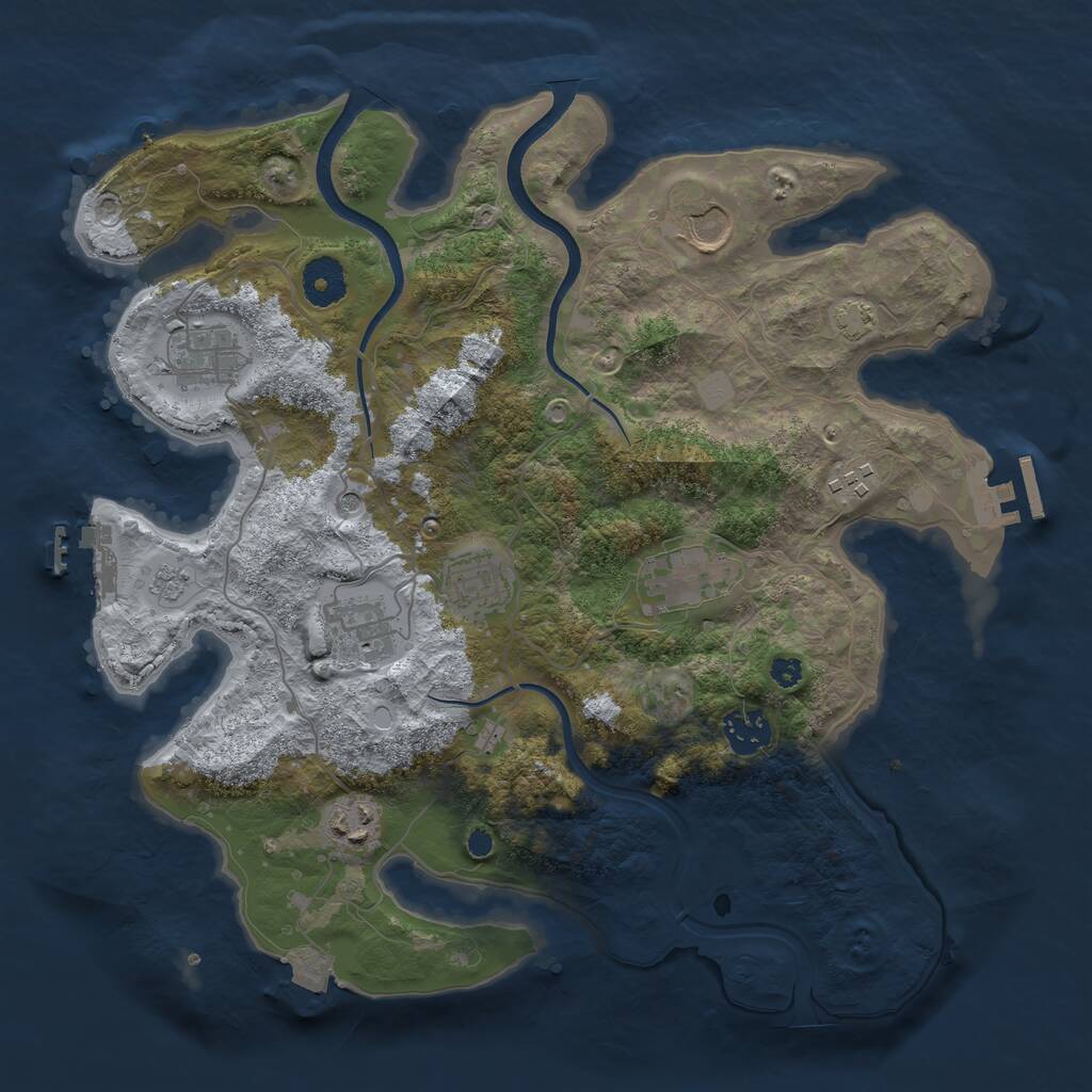 Rust Map: Procedural Map, Size: 3500, Seed: 208669981, 14 Monuments