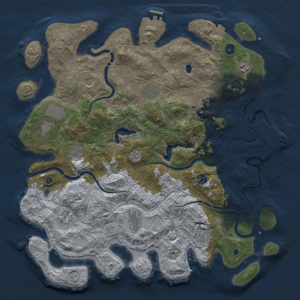 Rust Map: Procedural Map, Size: 4400, Seed: 32888875, 17 Monuments