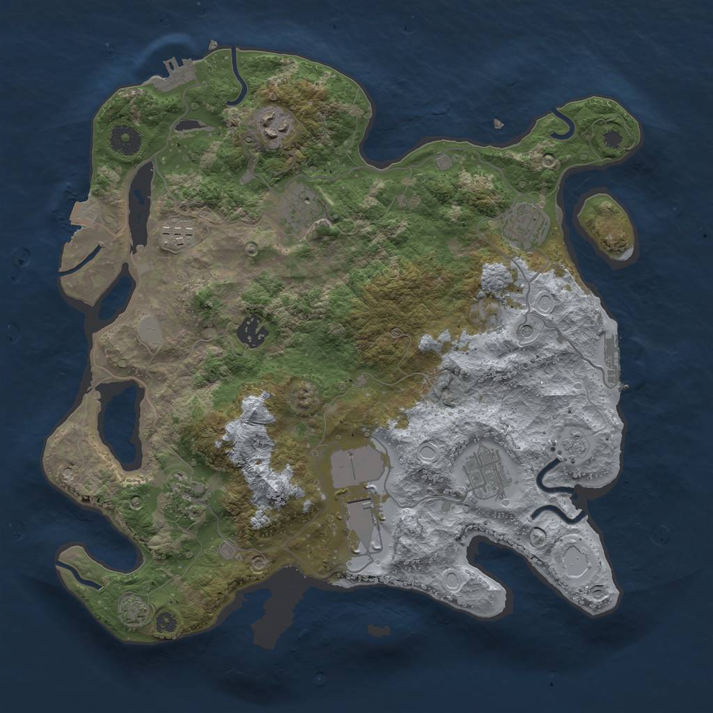 Rust Map: Procedural Map, Size: 3500, Seed: 28672806, 16 Monuments