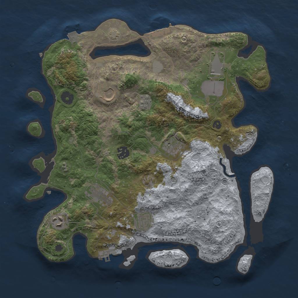 Rust Map: Procedural Map, Size: 3500, Seed: 25988935, 16 Monuments