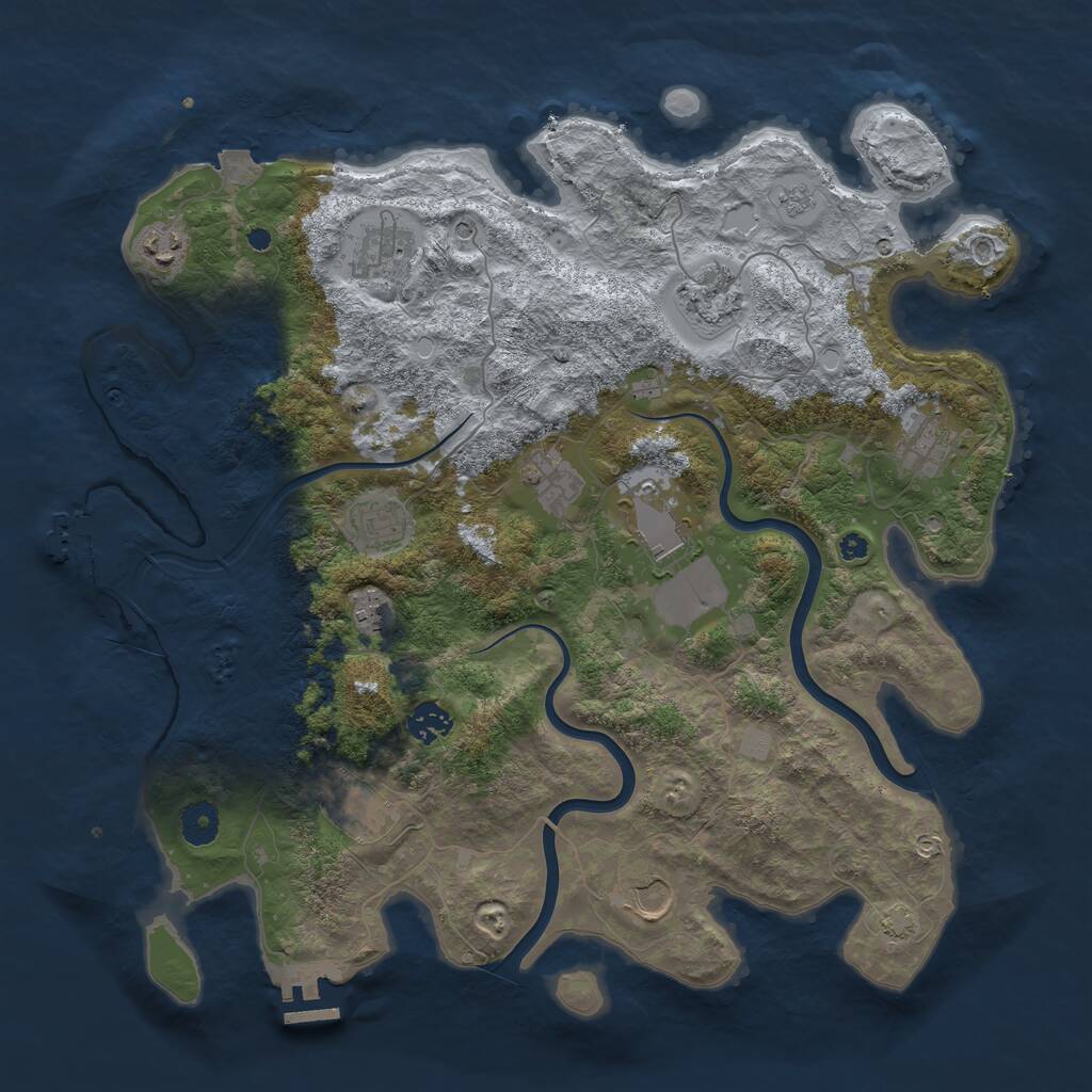 Rust Map: Procedural Map, Size: 3950, Seed: 27028886, 17 Monuments