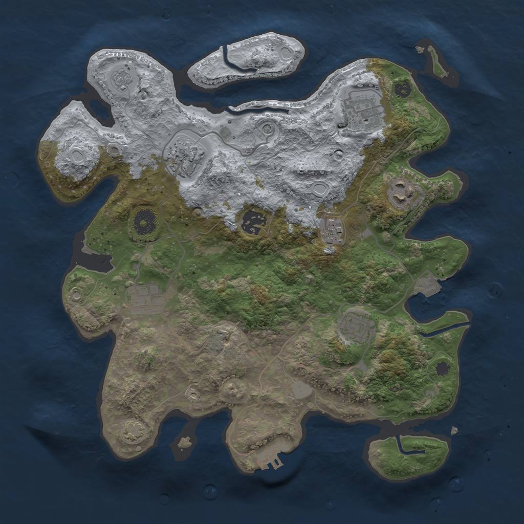 Rust Map: Procedural Map, Size: 3250, Seed: 499436222, 14 Monuments