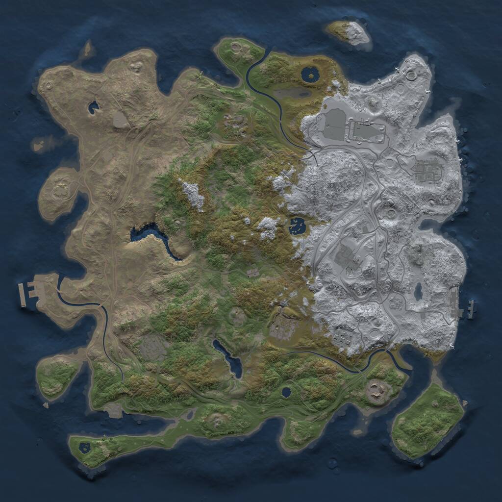 Rust Map: Procedural Map, Size: 4300, Seed: 33298395, 15 Monuments