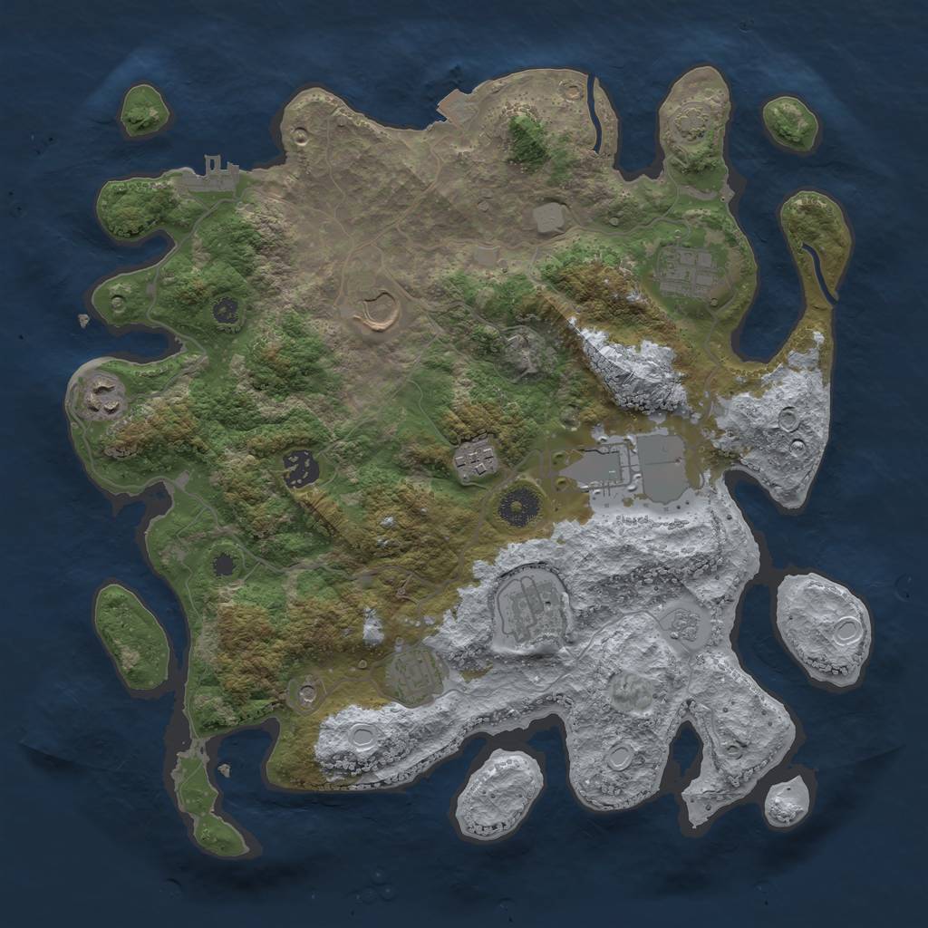Rust Map: Procedural Map, Size: 3600, Seed: 30459834, 15 Monuments