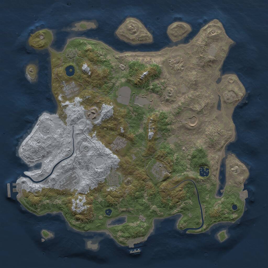 Rust Map: Procedural Map, Size: 3950, Seed: 69664873, 16 Monuments