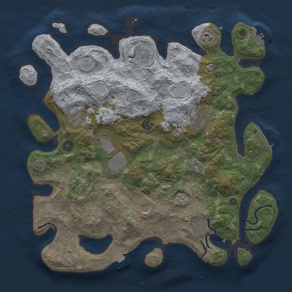 Rust Map: Procedural Map, Size: 3950, Seed: 87277011, 18 Monuments