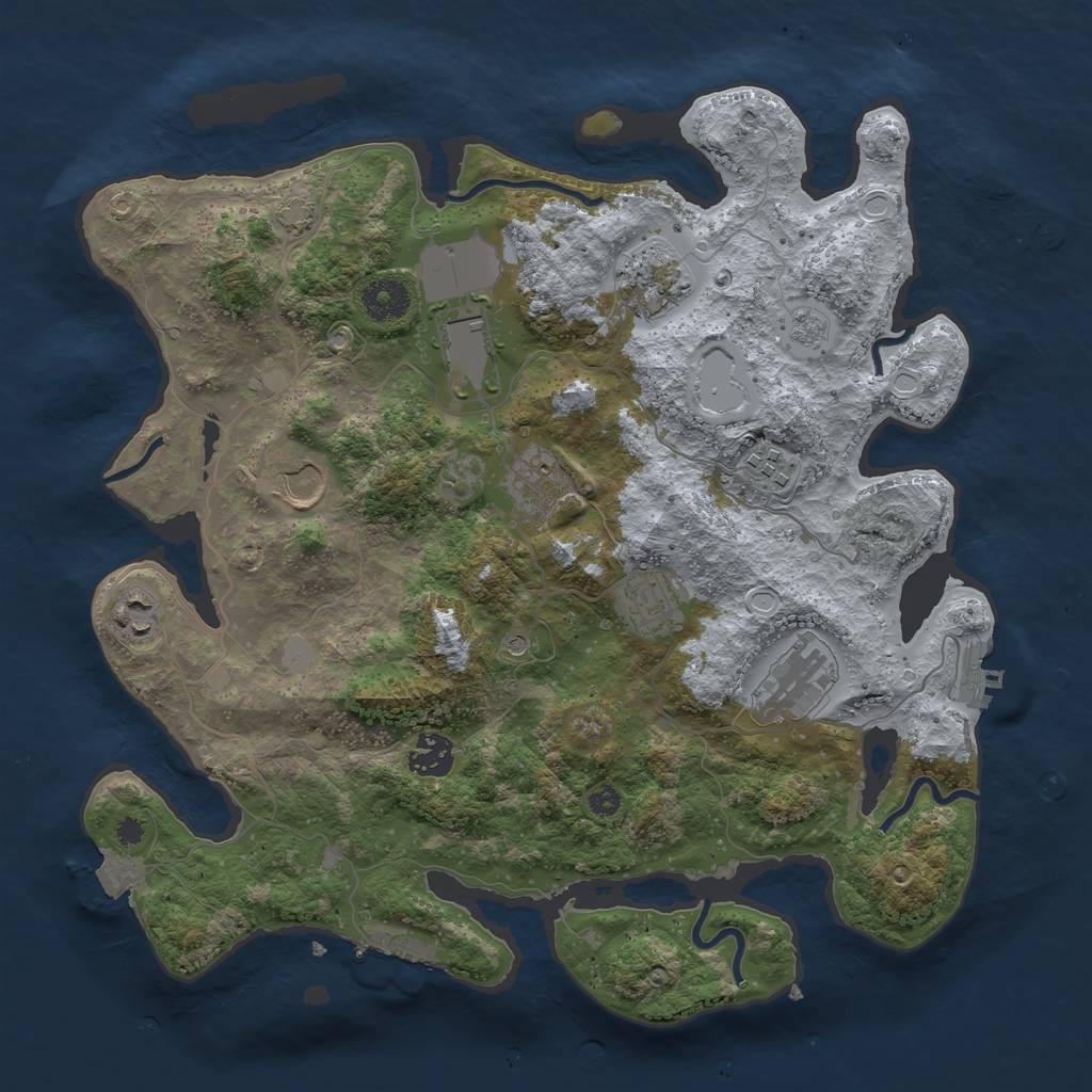 Rust Map: Procedural Map, Size: 3600, Seed: 21909, 17 Monuments