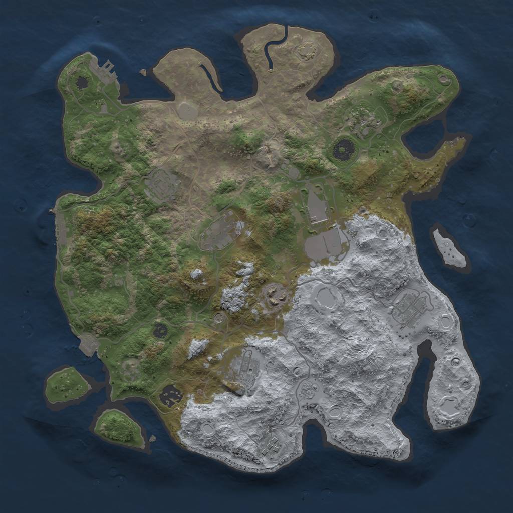 Rust Map: Procedural Map, Size: 3600, Seed: 11909, 17 Monuments