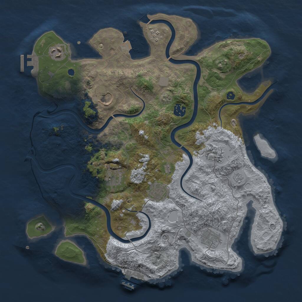 Rust Map: Procedural Map, Size: 3600, Seed: 11909, 14 Monuments