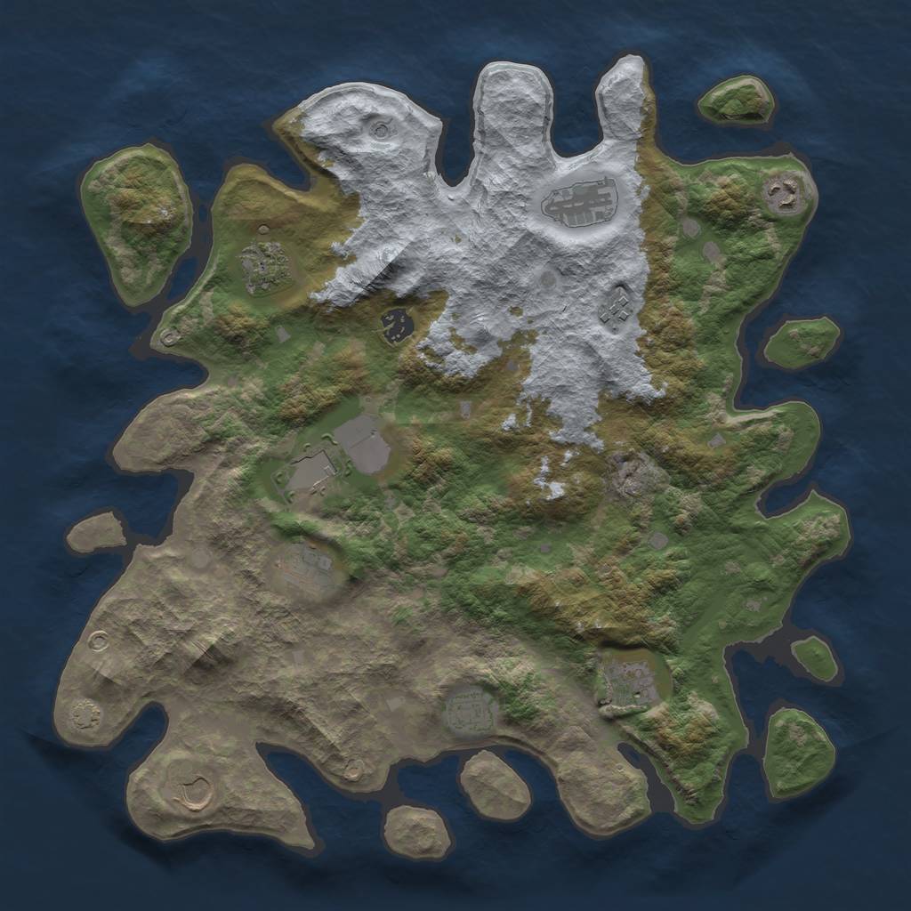 Rust Map: Barren, Size: 4100, Seed: 64261874, 14 Monuments