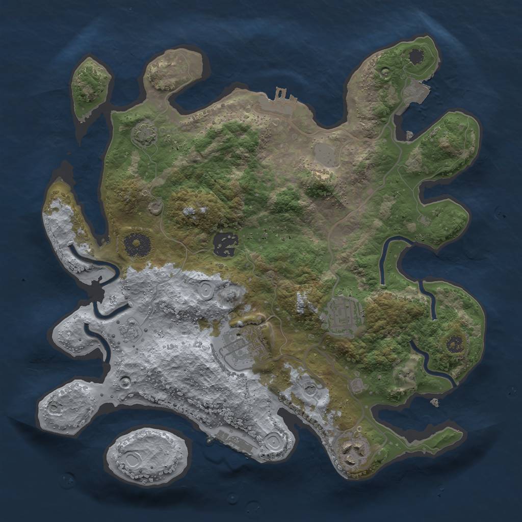 Rust Map: Procedural Map, Size: 3000, Seed: 473544395, 12 Monuments