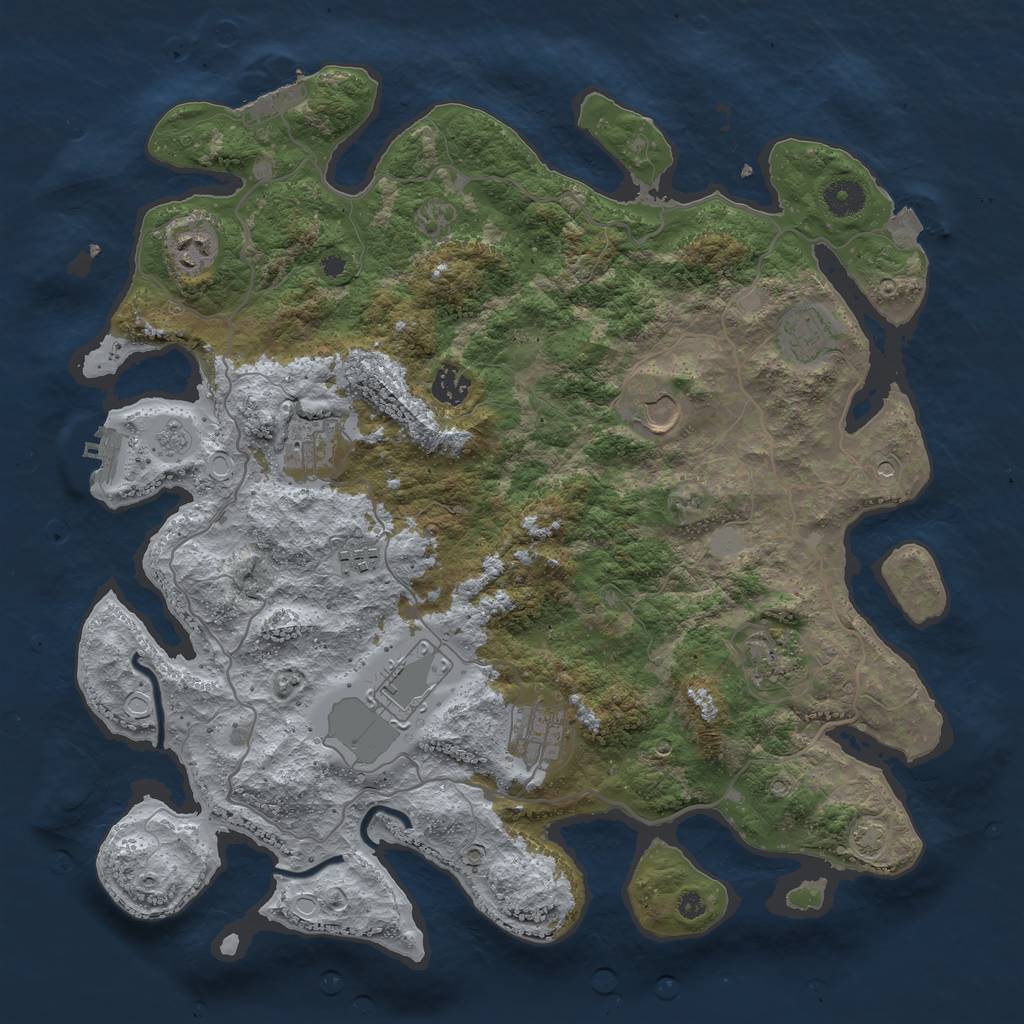 Rust Map: Procedural Map, Size: 4000, Seed: 710483906, 17 Monuments