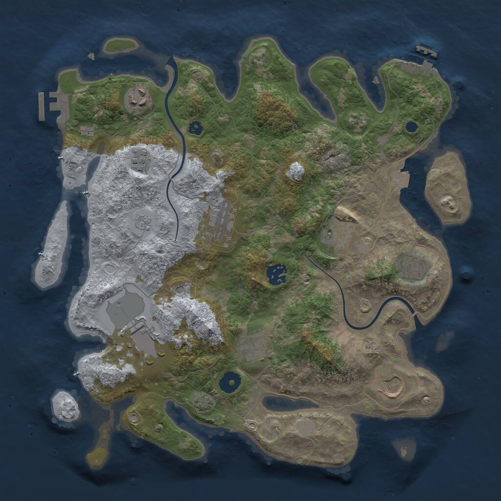 Rust Map: Procedural Map, Size: 3550, Seed: 36637720, 15 Monuments