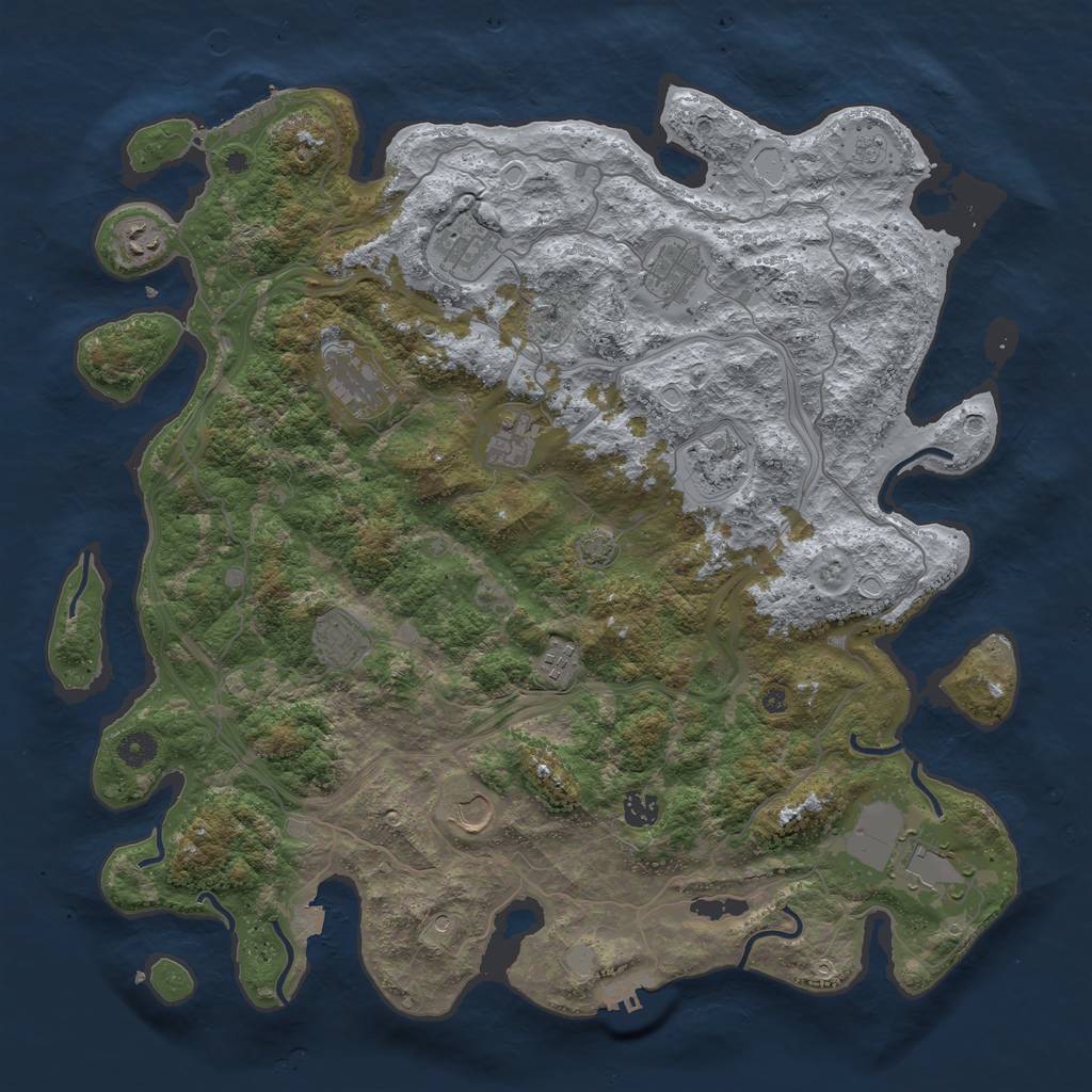 Rust Map: Procedural Map, Size: 4400, Seed: 84072639, 19 Monuments