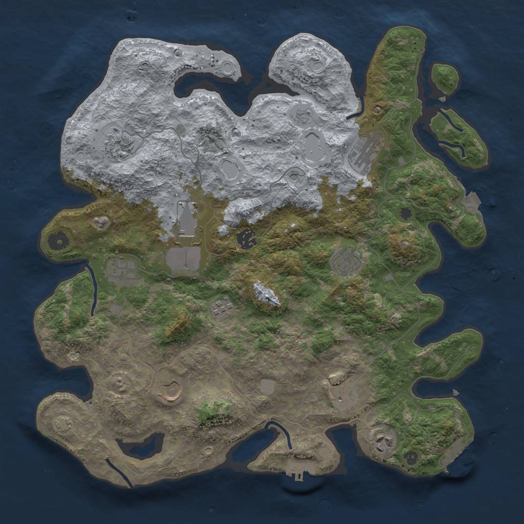 Rust Map: Procedural Map, Size: 3950, Seed: 17077193, 18 Monuments