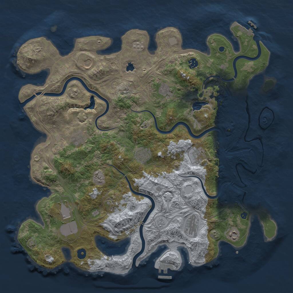 Rust Map: Procedural Map, Size: 4400, Seed: 27623294, 17 Monuments