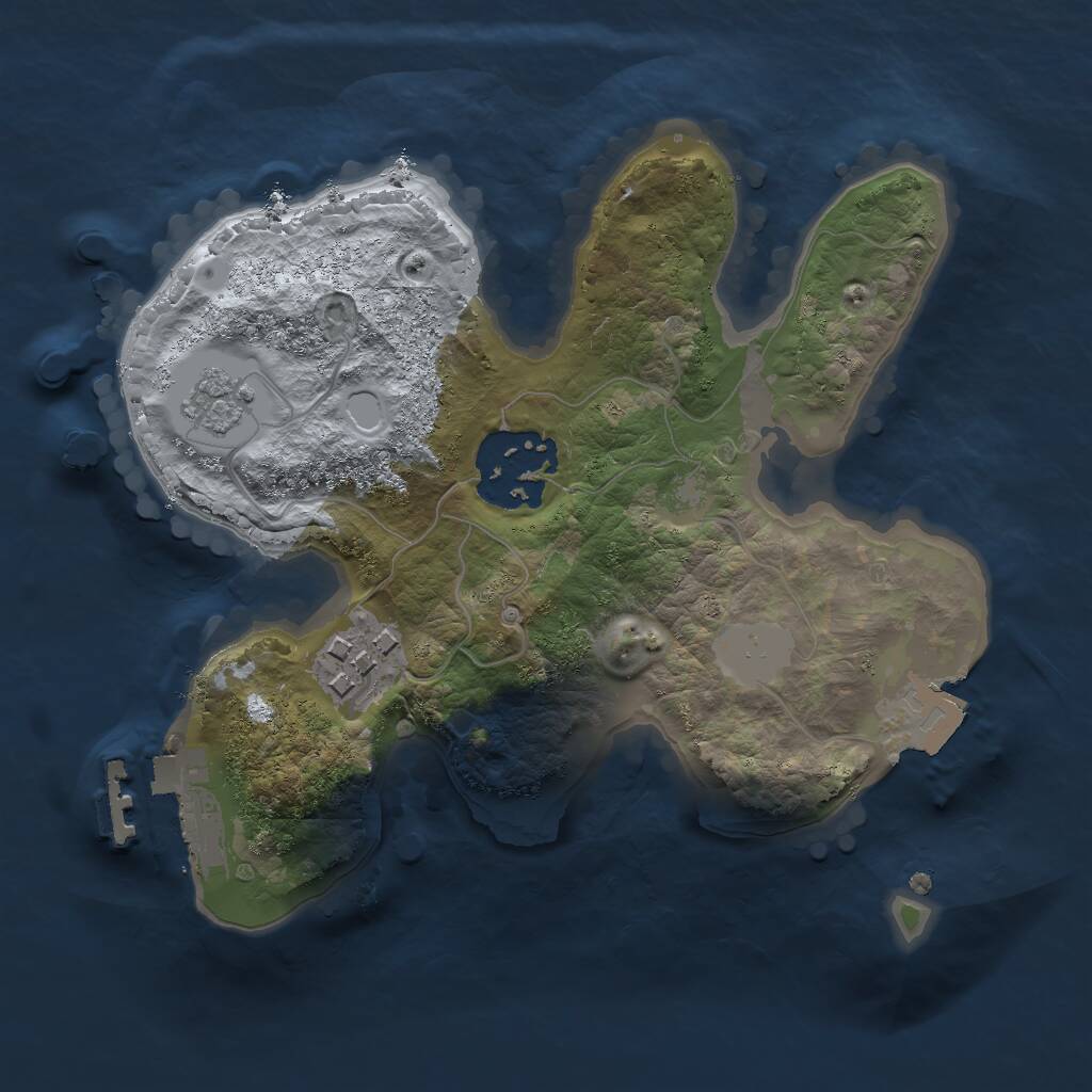 Rust Map: Procedural Map, Size: 2000, Seed: 23714, 5 Monuments