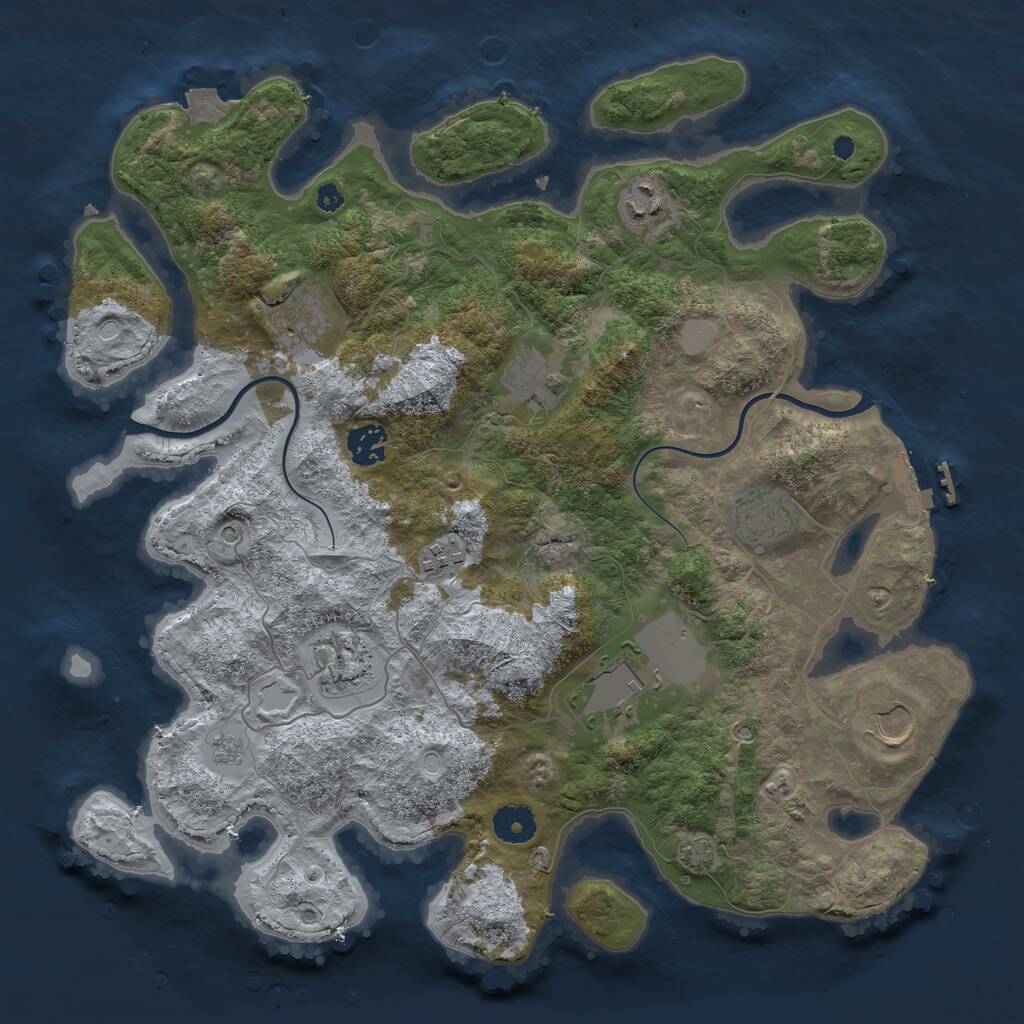 Rust Map: Procedural Map, Size: 3750, Seed: 35615599, 14 Monuments