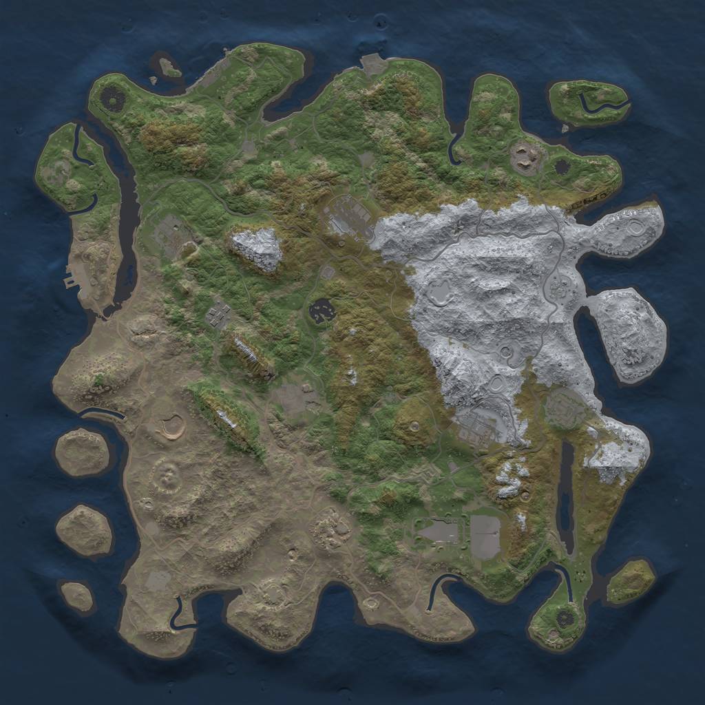 Rust Map: Procedural Map, Size: 4200, Seed: 121243, 19 Monuments