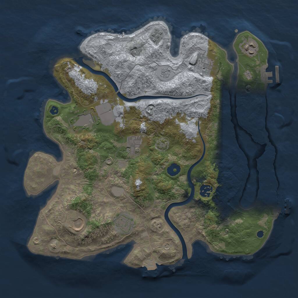 Rust Map: Procedural Map, Size: 3500, Seed: 93297467, 14 Monuments