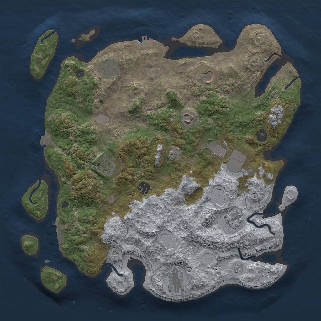 Rust Map: Procedural Map, Size: 3900, Seed: 33952262, 17 Monuments