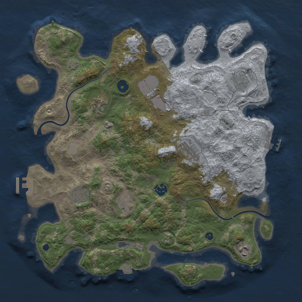 Rust Map: Procedural Map, Size: 3800, Seed: 6552261, 14 Monuments