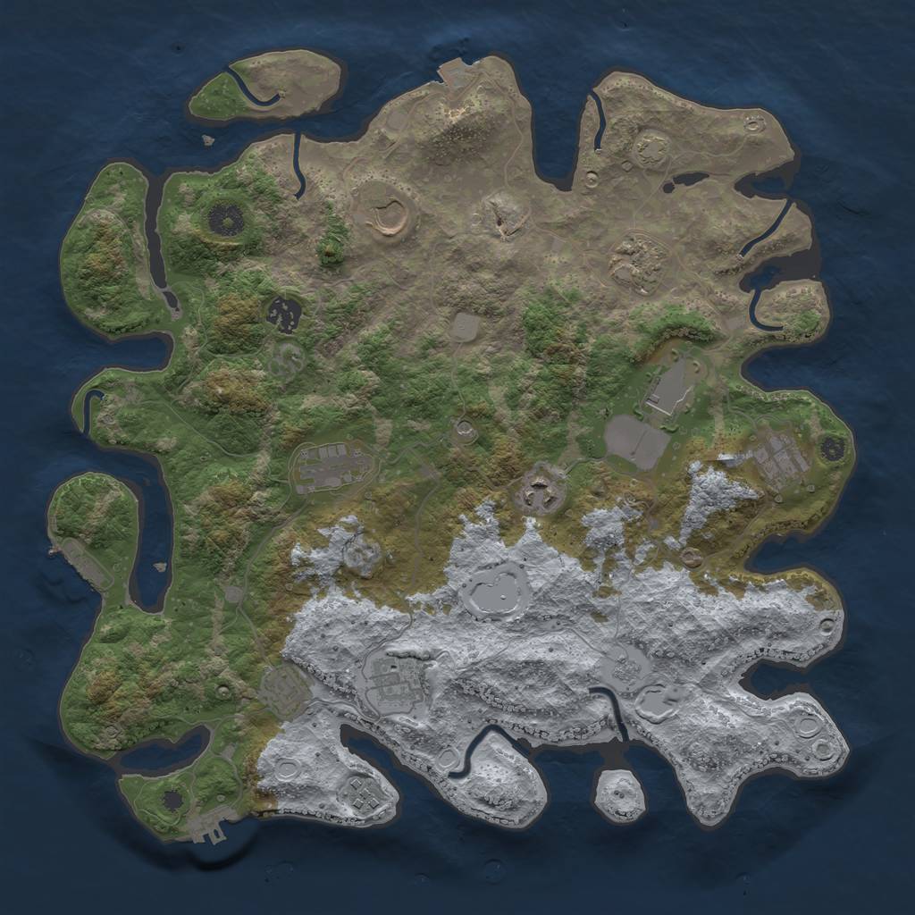 Rust Map: Procedural Map, Size: 3900, Seed: 36064095, 18 Monuments