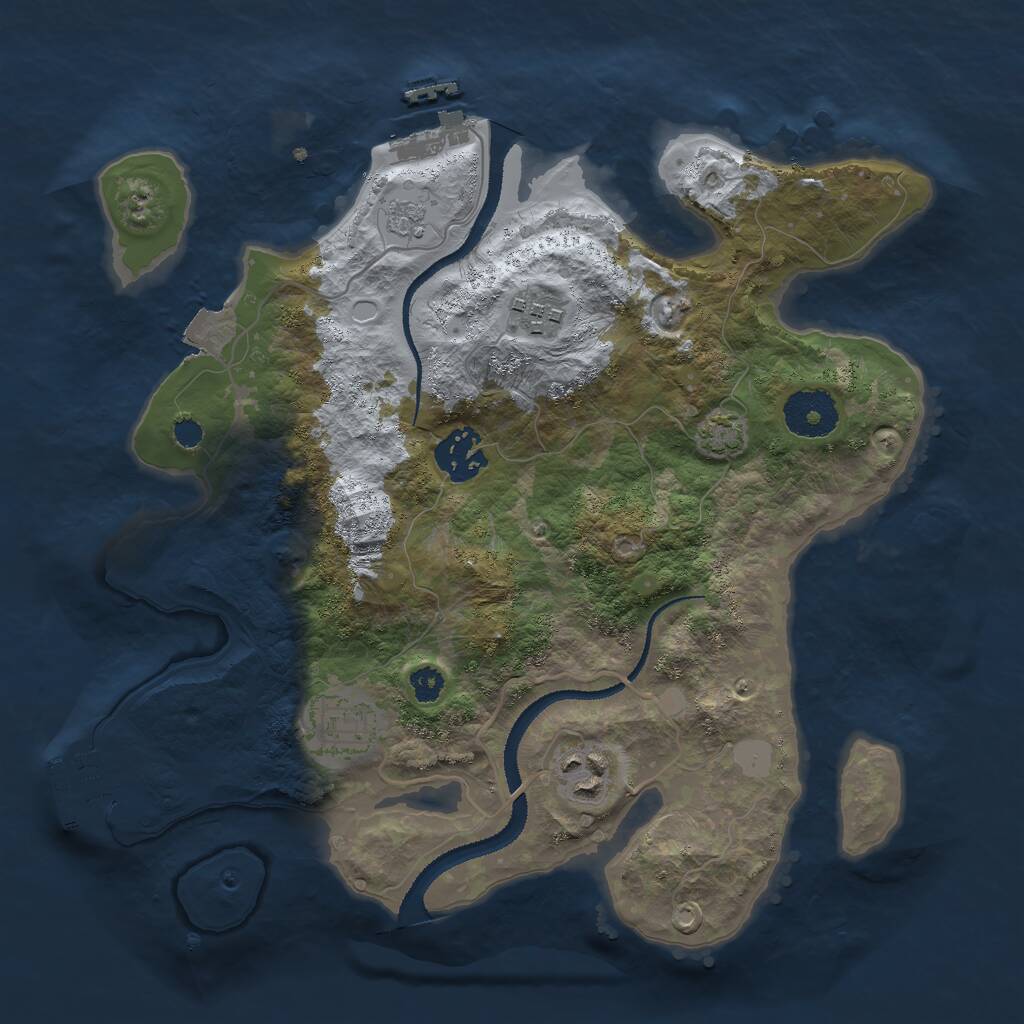 Rust Map: Procedural Map, Size: 3000, Seed: 1100101, 9 Monuments