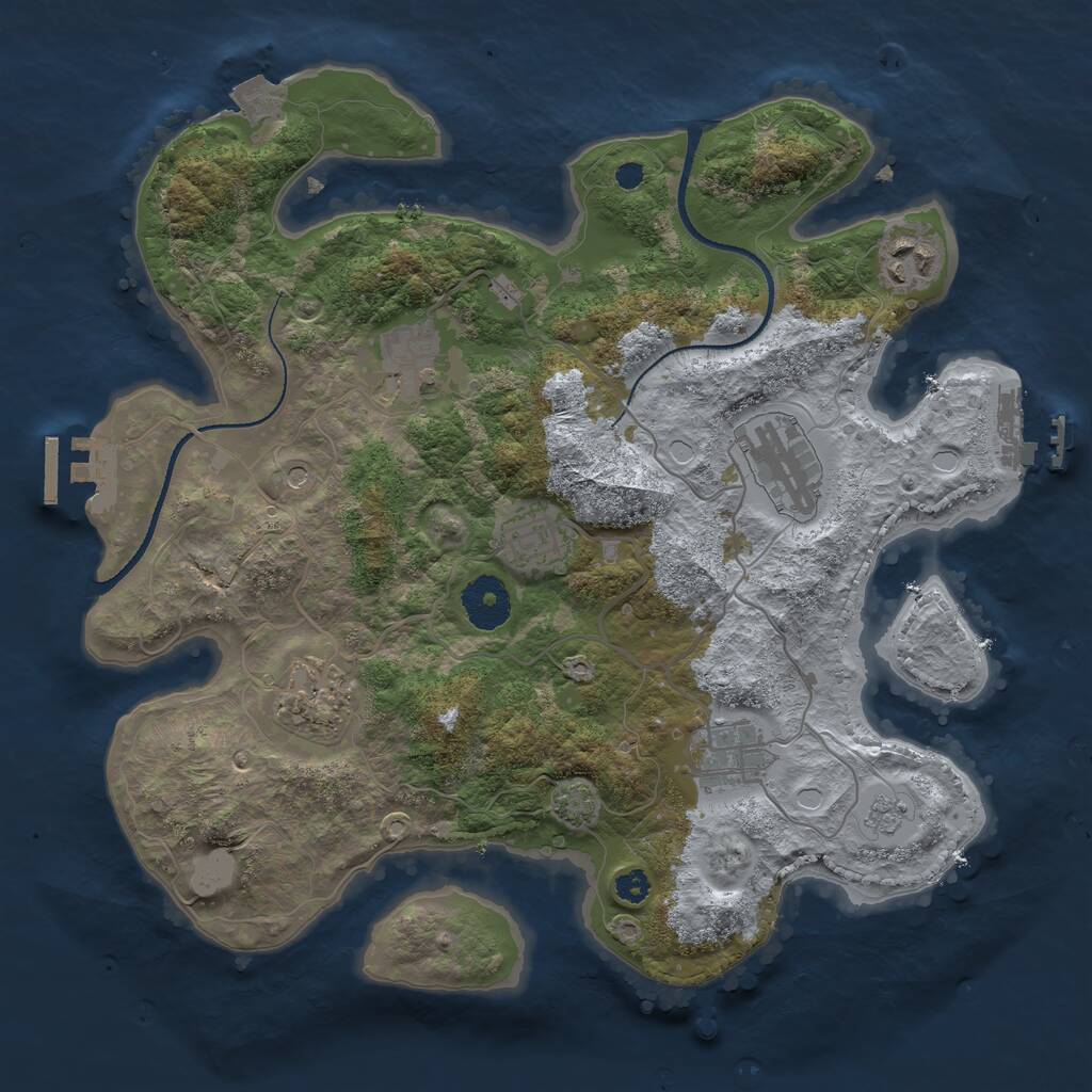 Rust Map: Procedural Map, Size: 3250, Seed: 8727, 12 Monuments