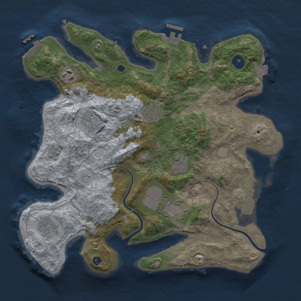 Rust Map: Procedural Map, Size: 3500, Seed: 1450157106, 13 Monuments