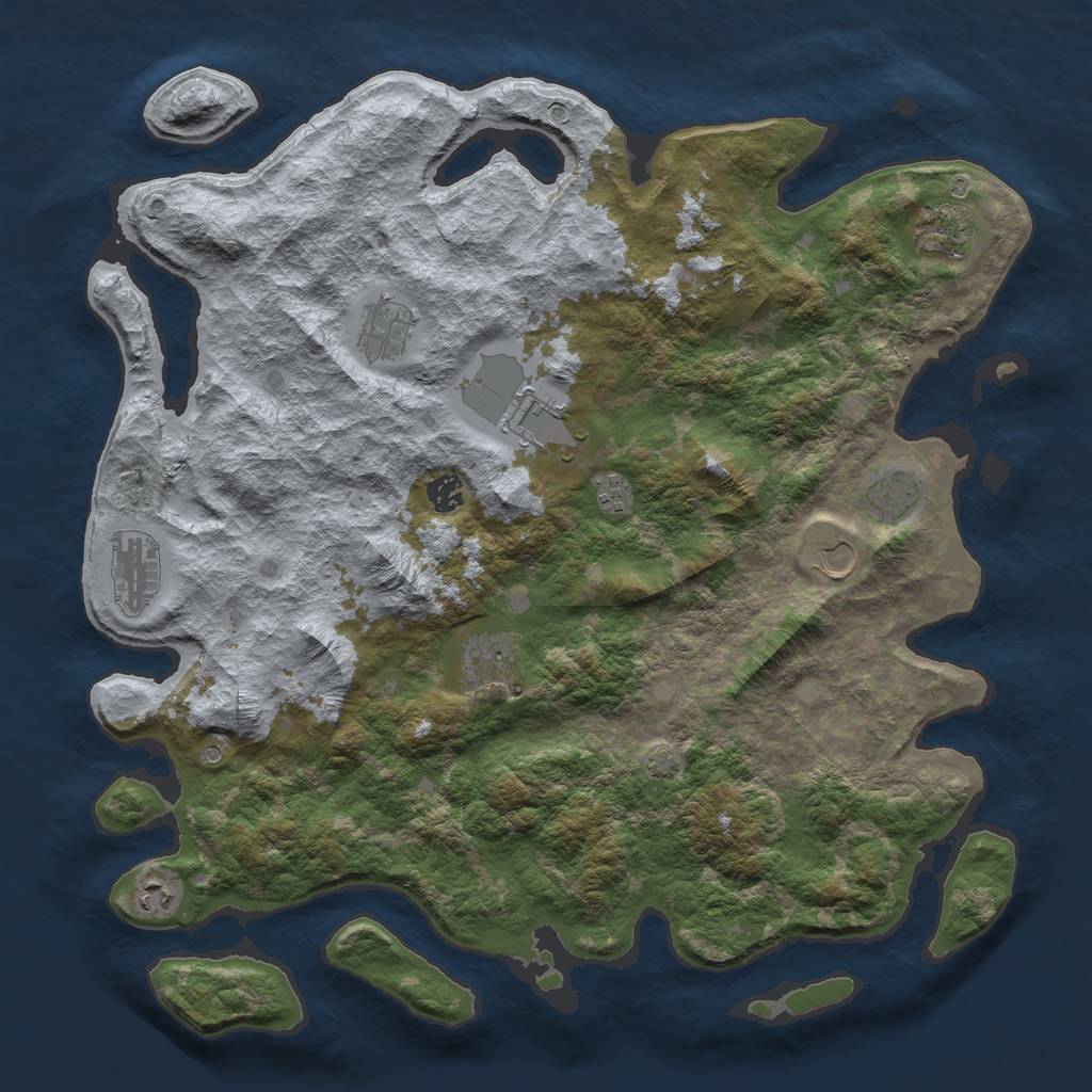 Rust Map: Barren, Size: 4400, Seed: 27508188, 14 Monuments